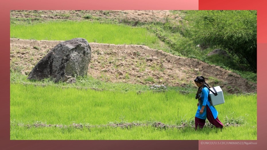 A CHW walks alone in Nepal, 8 miles each way to visit communities that are unreachable by car